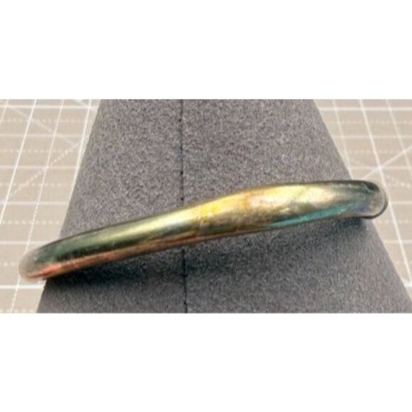 Vintage Sterling Silver Cabochon Garnet Cuff Open Ended Cuff Bracelet - Picture 4 of 7